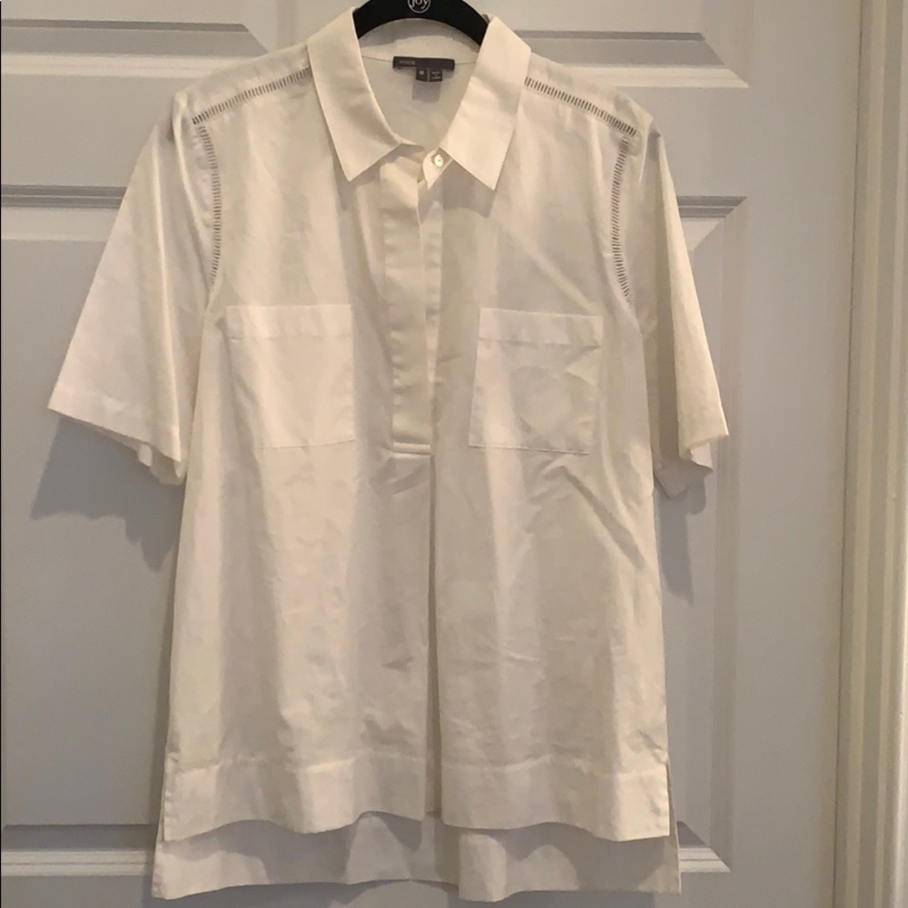 VINCE short sleeve collared blouse